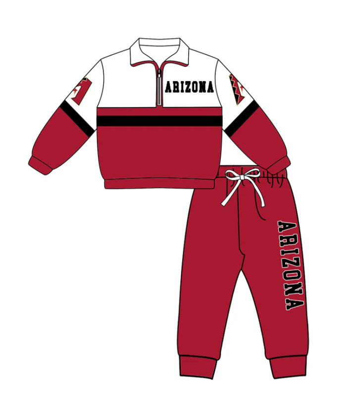 Preorder (moq 5)Baby Boys Arizona Zipper Pullover Jogger Pants Team Clothes Set 1.7