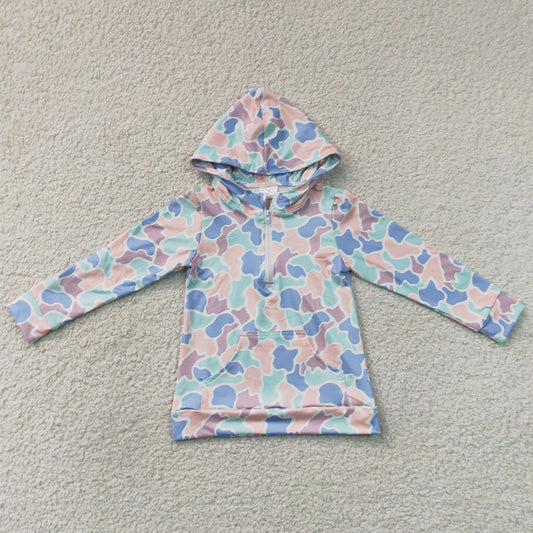Baby Boys Clothes Southern Light Pink Blue Camo Zip Pocket Hoodies Top BT1855