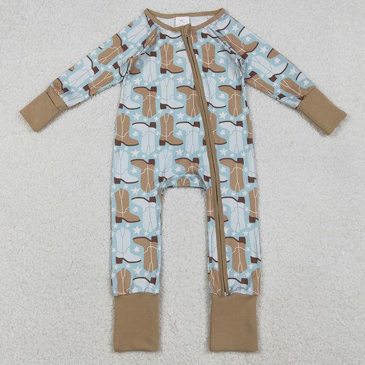 Baby Boys Rompers Boots Stars Plaid Western Two Way Zip Convertible Rompers LR2734 11.1