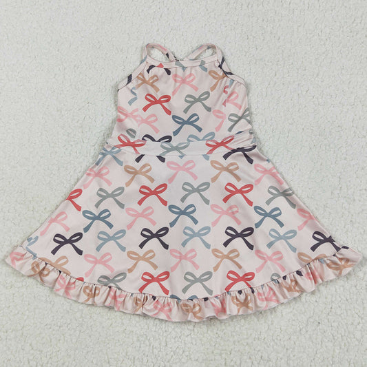 Baby Girls Dress Strap Colorful Bows Yoga Ruffle Knee Length Dresses GSD2296 5.10