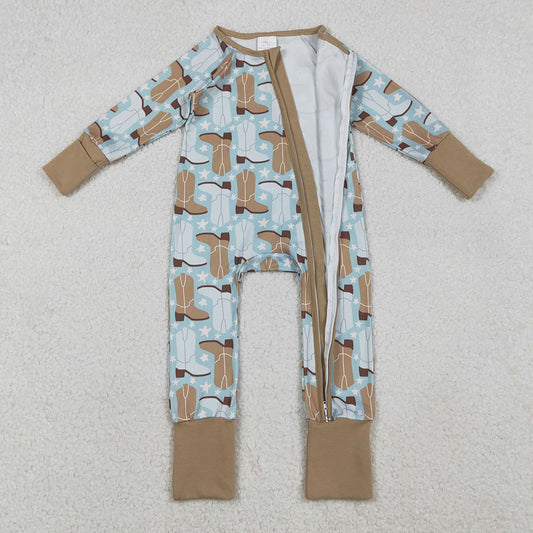 Baby Boys Rompers Boots Stars Plaid Western Two Way Zip Convertible Rompers LR2734 11.1