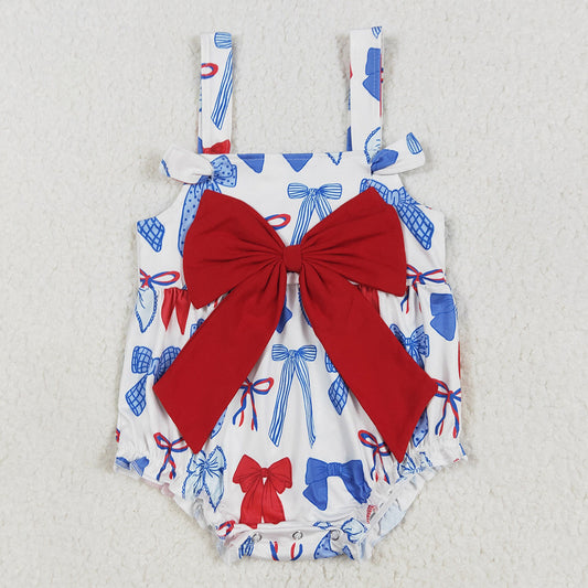 Baby Infant Girls Rompers 4th of July Big Bows Straps Rompers SR2606