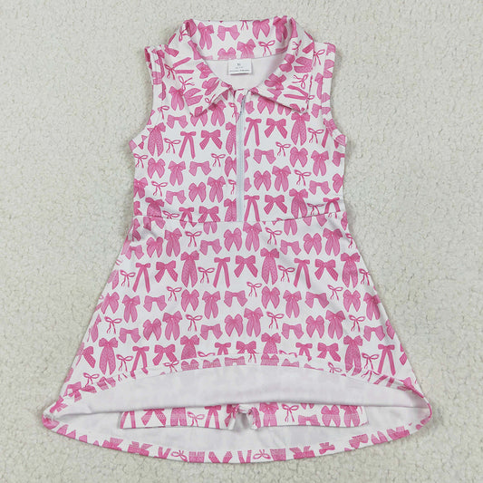 Baby Girls Dress Sleeveless Pink Bows Zipper Yoga Active Knee Length Dresses GSD2379 5.10