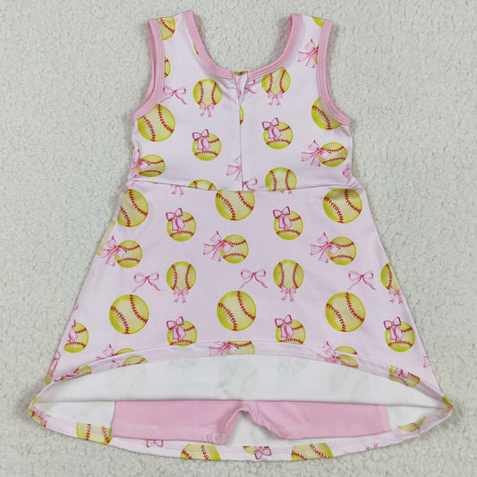 Baby Girls Dress Softball Bow Athletic Active Wear Knee Length Dresses GSD2048 5.10
