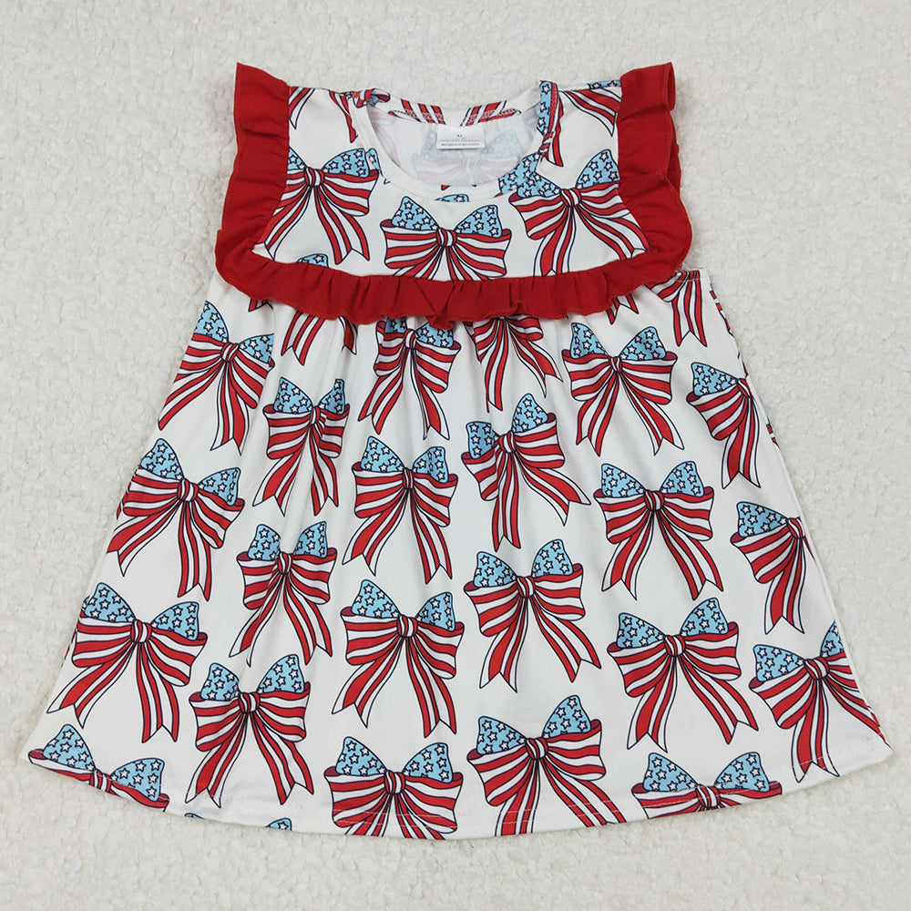 Baby Girls Clothes Tops 4th Of July Bow Ruffles Tunic Tops GT0949 3.1