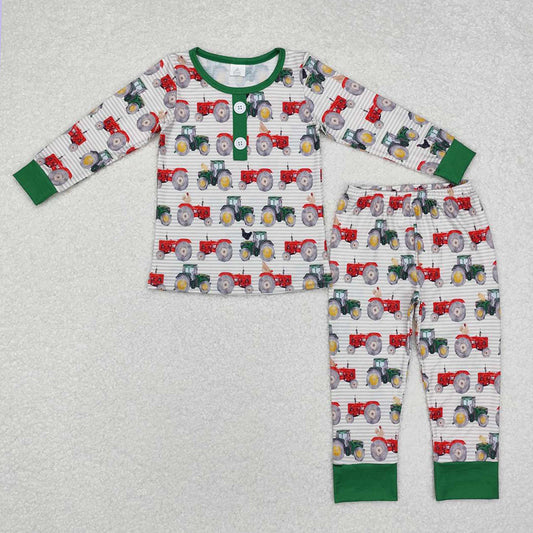 Baby Boys Pajamas Tractors Farm Green Bamboo Pajamas Sets BLP0725