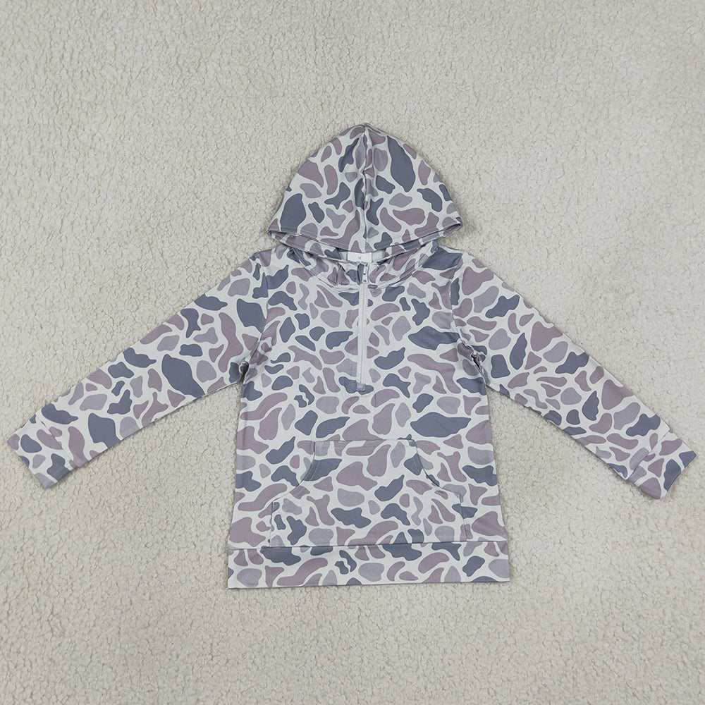 Baby Boys Clothes Long Sleeve Southern Camo Zip Pocket Hoodies Tops BT1849