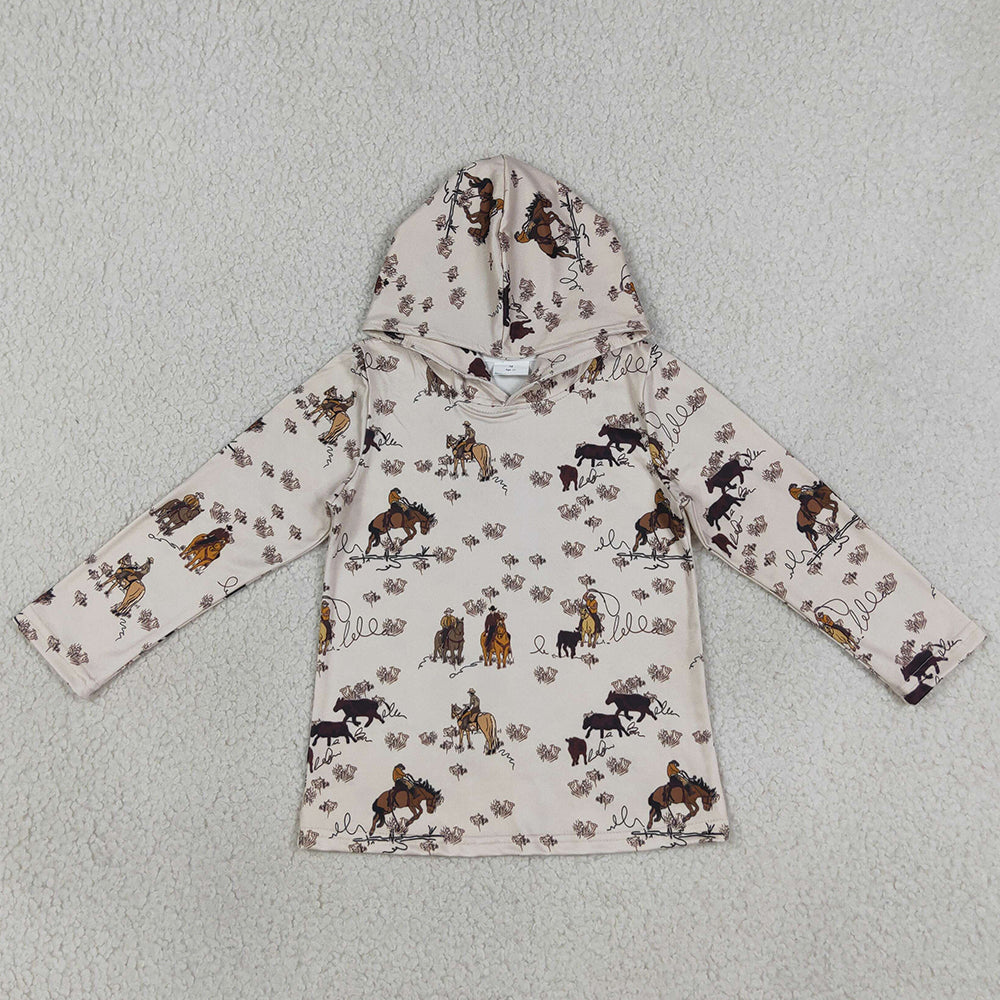 Baby Boys Clothes Long Sleeve Horse Rodeos Western Hoodies Top BT1843