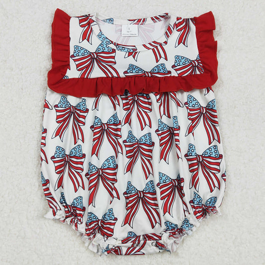 Baby Infant Girls Rompers 4th Of July Bow Ruffle Rompers SR2664 3.3