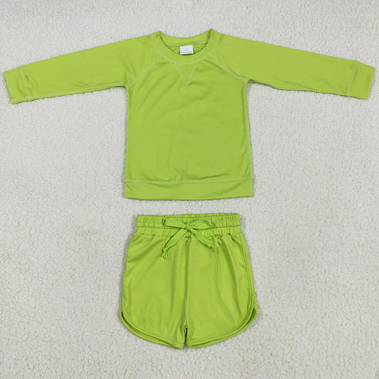 Baby Girls Clothes Green Long Sleeves Top Short Yoga Sets GLS0007 5.21