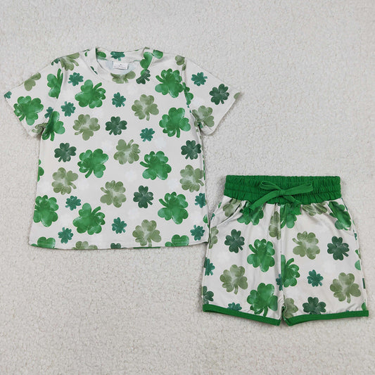 Baby Girls Clothes Green Clovers Top Pockets Shorts St Patrick Clothes Sets GSSO2744 12.20