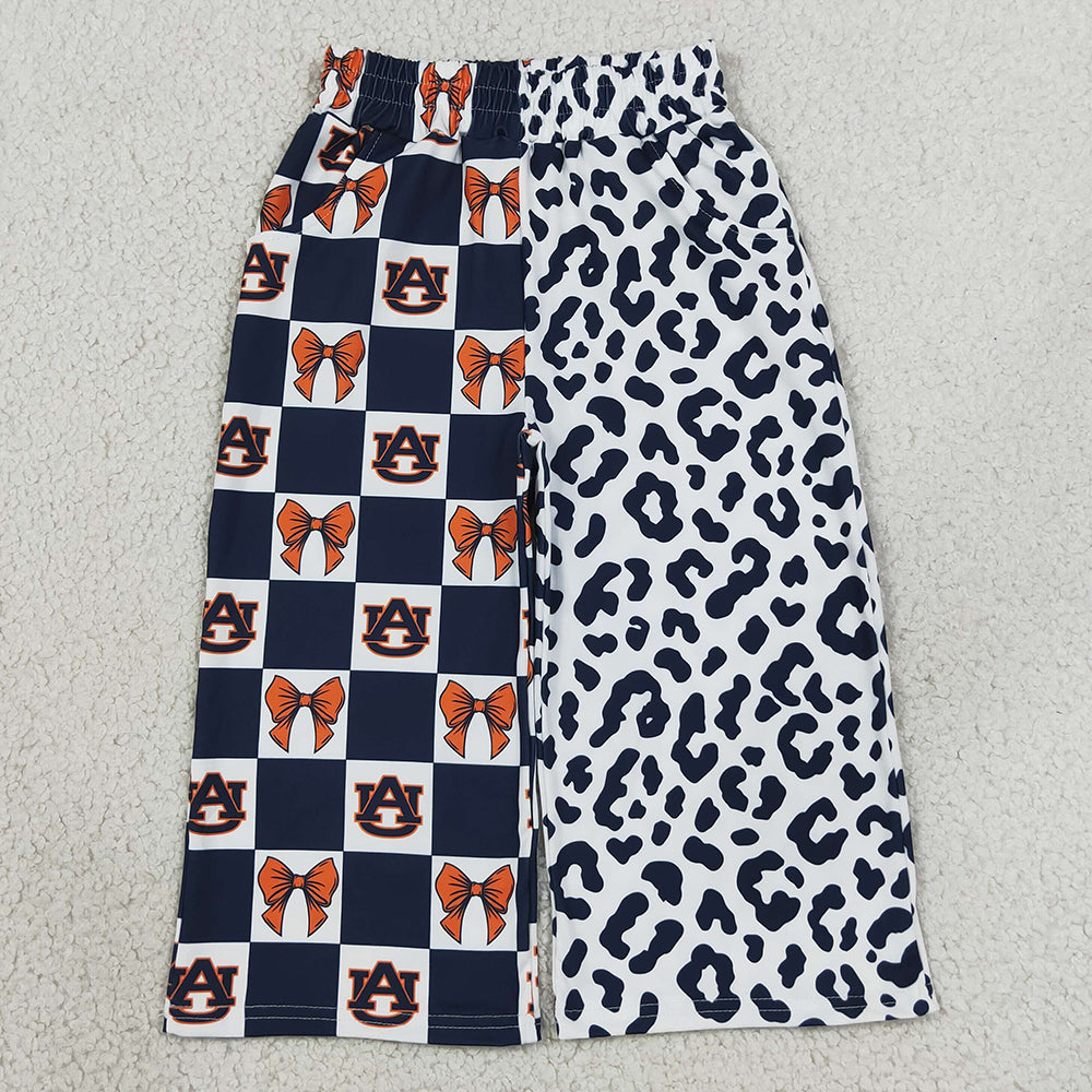 Baby Girls Clothes Bows Auburn Leopard Team Pockets Flare Pants Bottom P1120