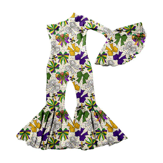 Preorder(moq 5) Baby Girls Mardigras Anchors Bows Bell Bottom Jumpsuits 11.14