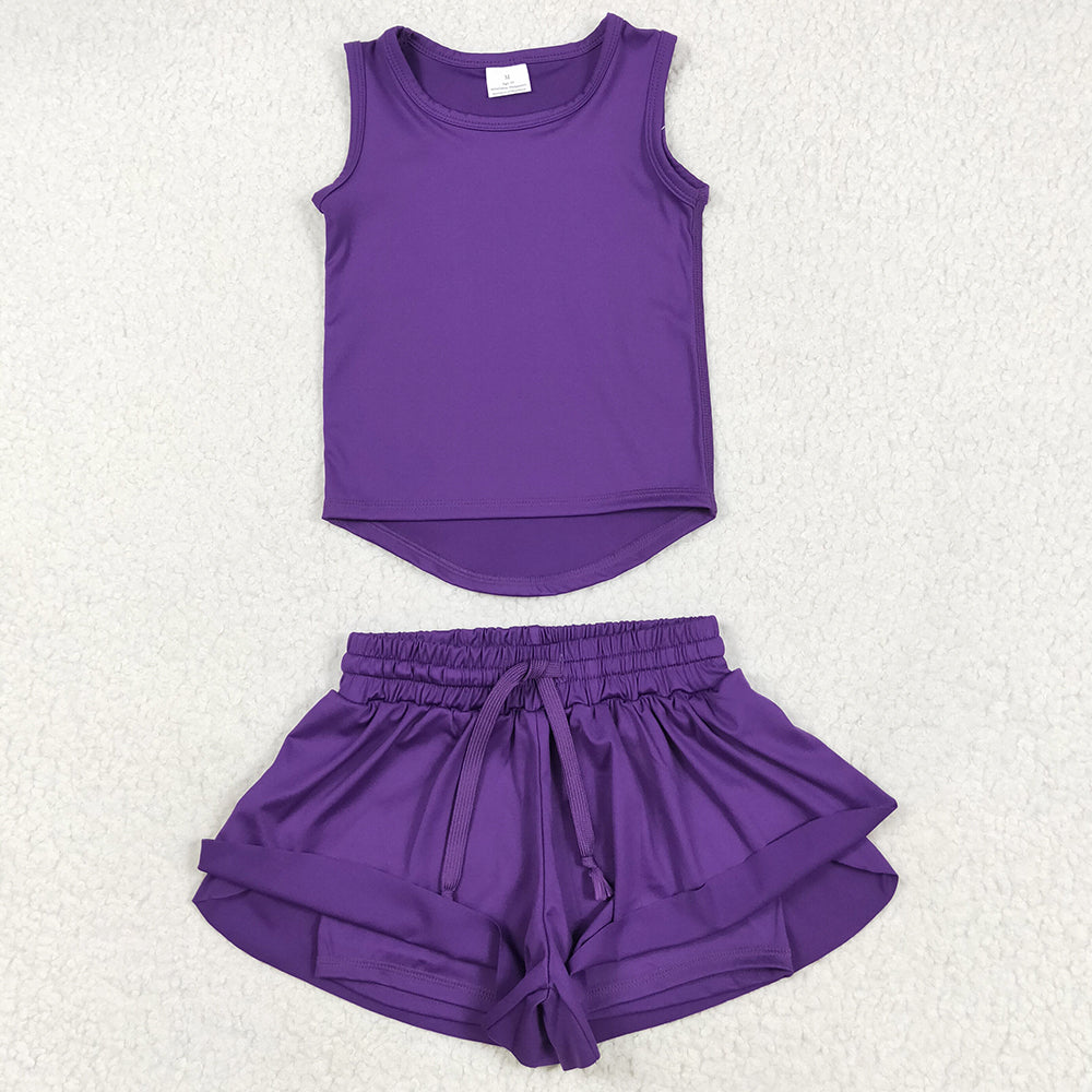 Sibling Baby Girls Yoga Clothes Sleeveless Colorful Yoga Vests Top Ruffle Shorts Sets 5.28