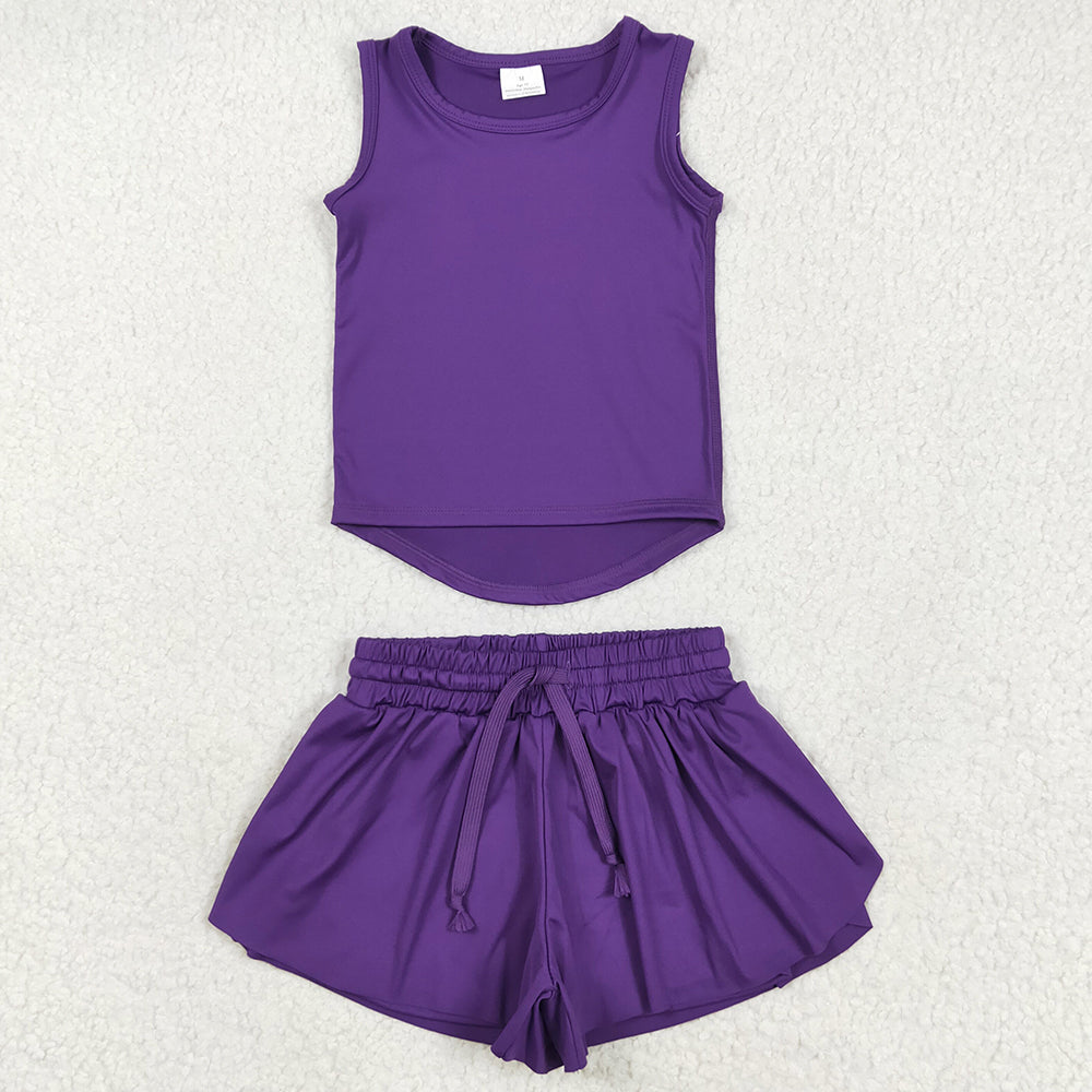 Baby Girls Clothes Purple Sleeveless Top Skort Yoga Sets GSSO2573 5.22