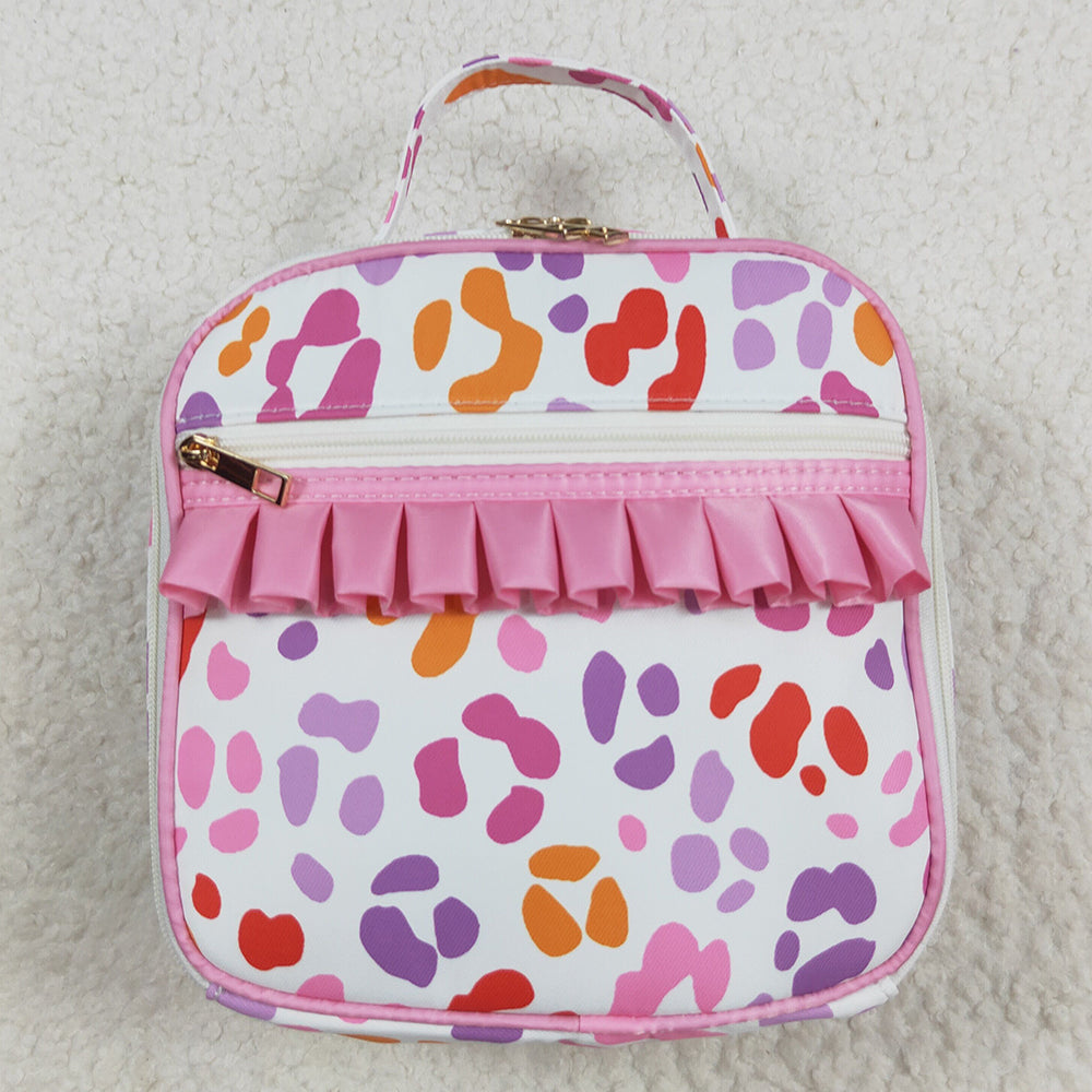 Baby Girls Lunch Boxes Pink Leopard Ruffle School Bags Lunch Boxes BA0309 8.6