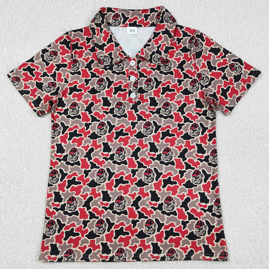 Adult Men Clothes Short Sleeve Southern Camo Bulldogs Team Button Polo Shirts Top BT1718