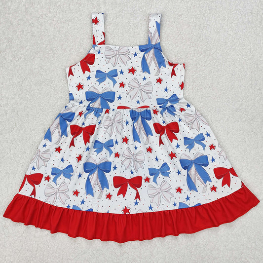Baby Girls Dress Baseball Bows Straps Knee Length Dresses GSD1866 3.11