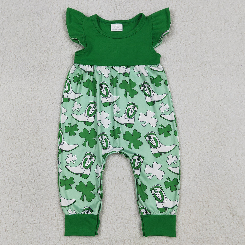 Baby Girls Rompers Flutter Sleeve Clovers Boots St Patrick Rompers SR3783 1.5
