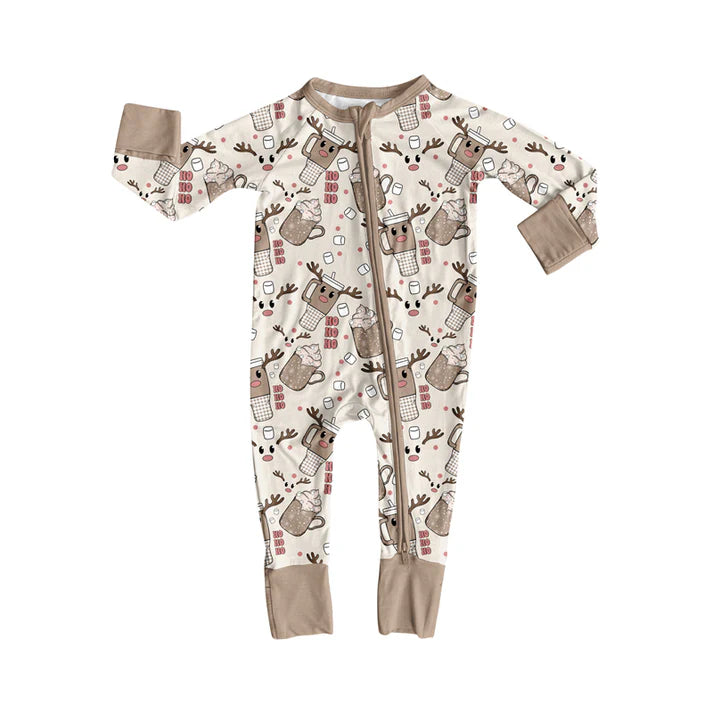 Preorder(moq 5)Baby Infant Boys Long Sleeves Deer Cups Christmas Zipper Rompers 7.30