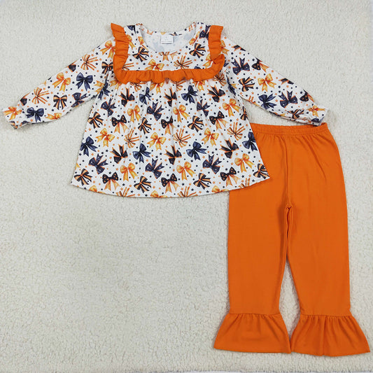 Baby Girls Clothes Halloween Colorful Bows Stars Tunic Ruffle Pants Sets GLP2344 7.10