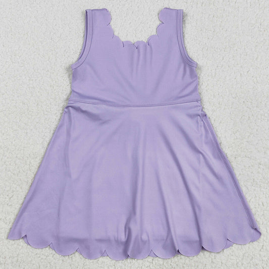 Baby Girls Athletic Dress Purple Sleeveless Yoga Knee Length Dresses GSD2372 5.22