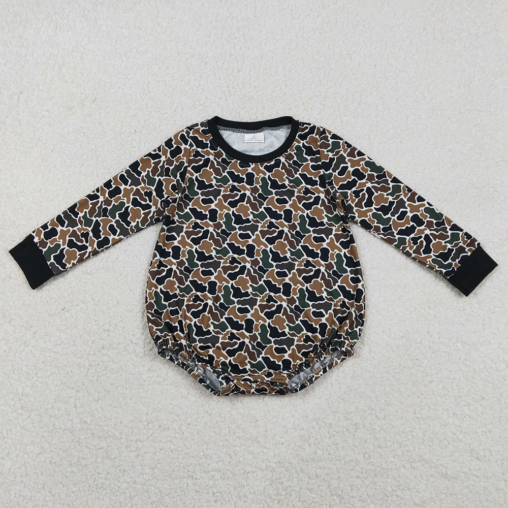 Baby Boys Rompers Dark Brown Camo Long Sleeve Southern Rompers LR2809 11.22