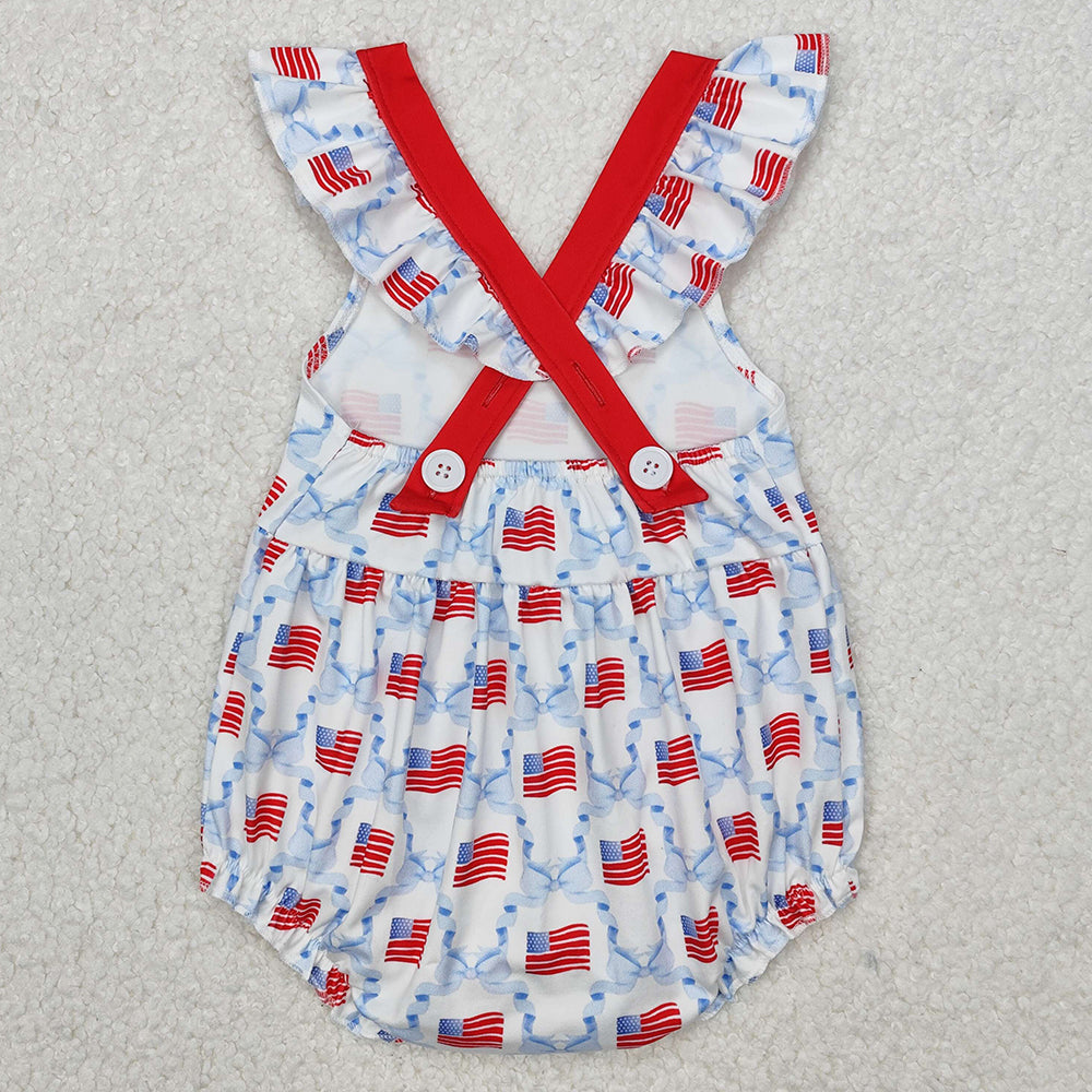 Baby Infant Girls Rompers 4th Of July Flag Straps Rompers SR2331 3.11