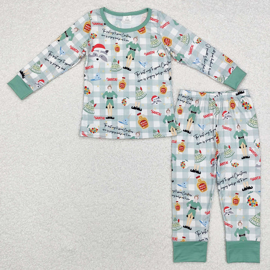 Baby Kids Pajamas Christmas Checkered Bamboo Pajamas Sets BLP0804