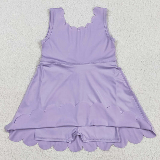 Baby Girls Athletic Dress Purple Sleeveless Yoga Knee Length Dresses GSD2372 5.22
