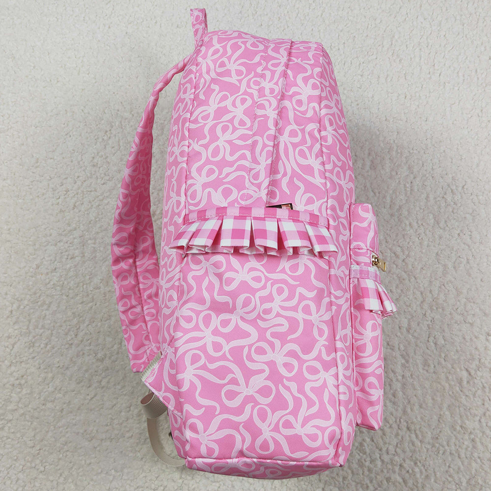 Baby Girls Backpacks Pink Bows Plaid Ruffle School Bags BA0308 8.5