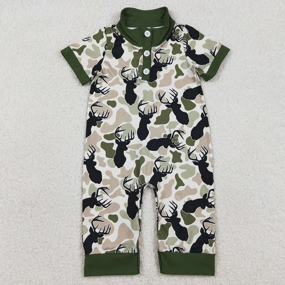 Baby Boys Rompers Green Deer Camo Button Southern Hunting Rompers SR3636 1.2