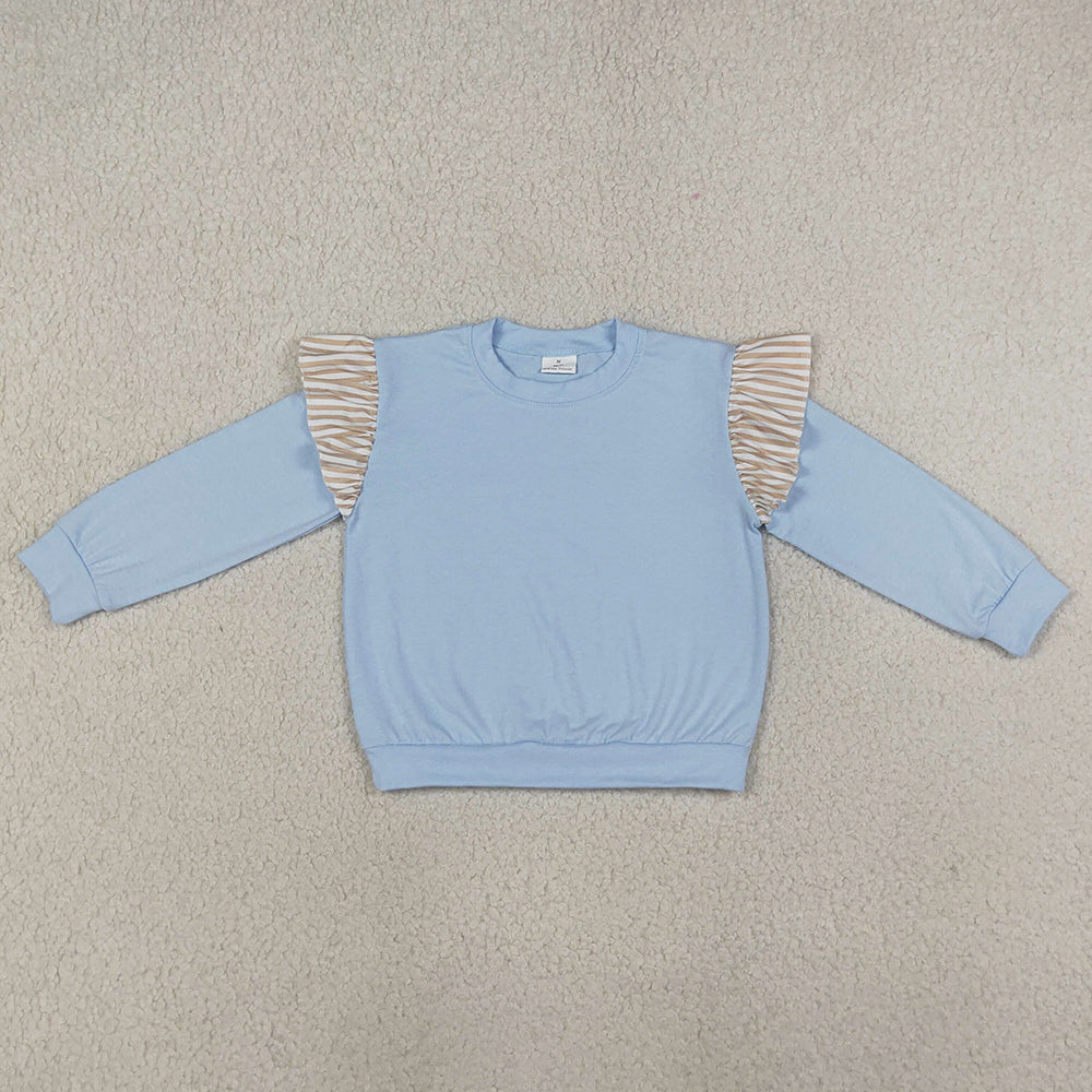Baby Girls Clothes Blue Long Flutter Sleeve T-shirts Top GT1843