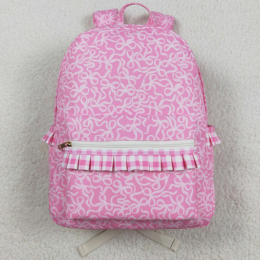 Baby Girls Backpacks Pink Bows Plaid Ruffle School Bags BA0308 8.5