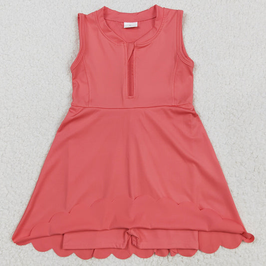 Baby Girls Dress Coral Yoga Zip Active Wear Skort Knee Length Dresses GSD2091 5.22