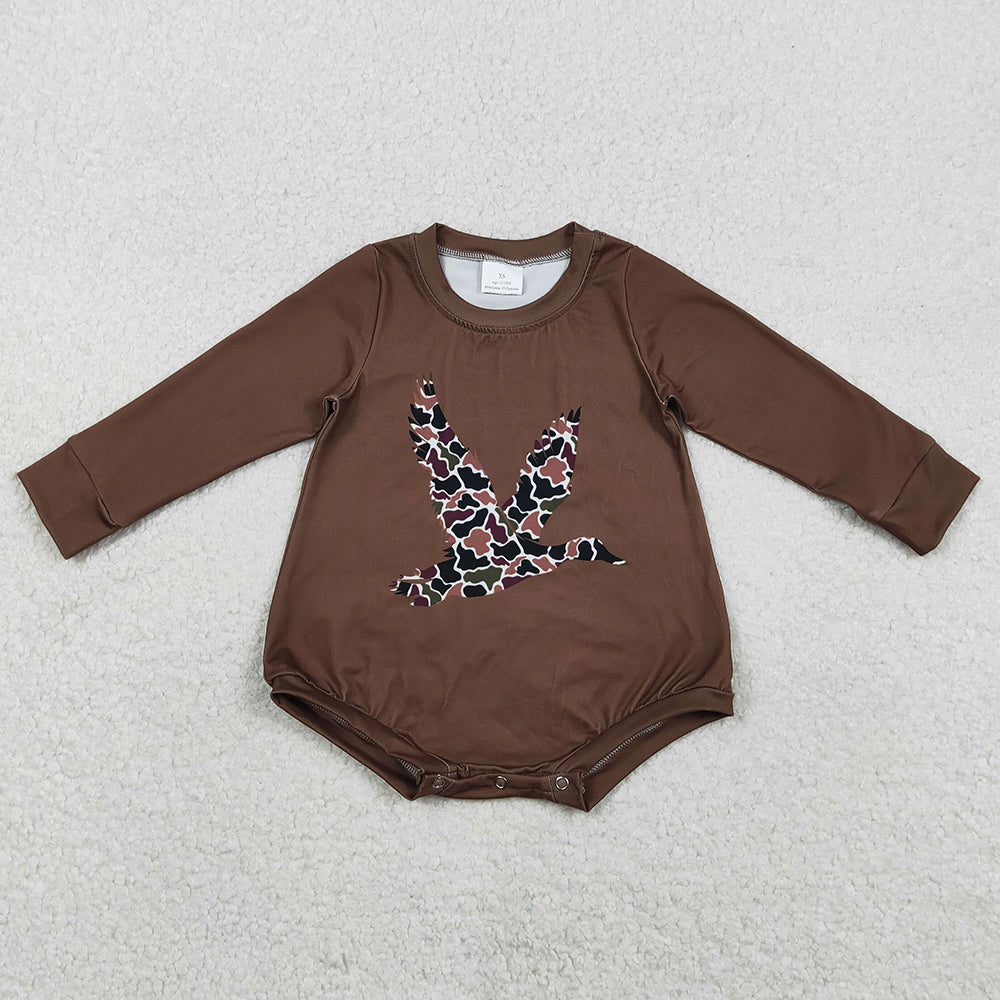 Baby Girls Rompers Long Sleeve Southern Brown Camo Ducks Rompers LR2777 11.22