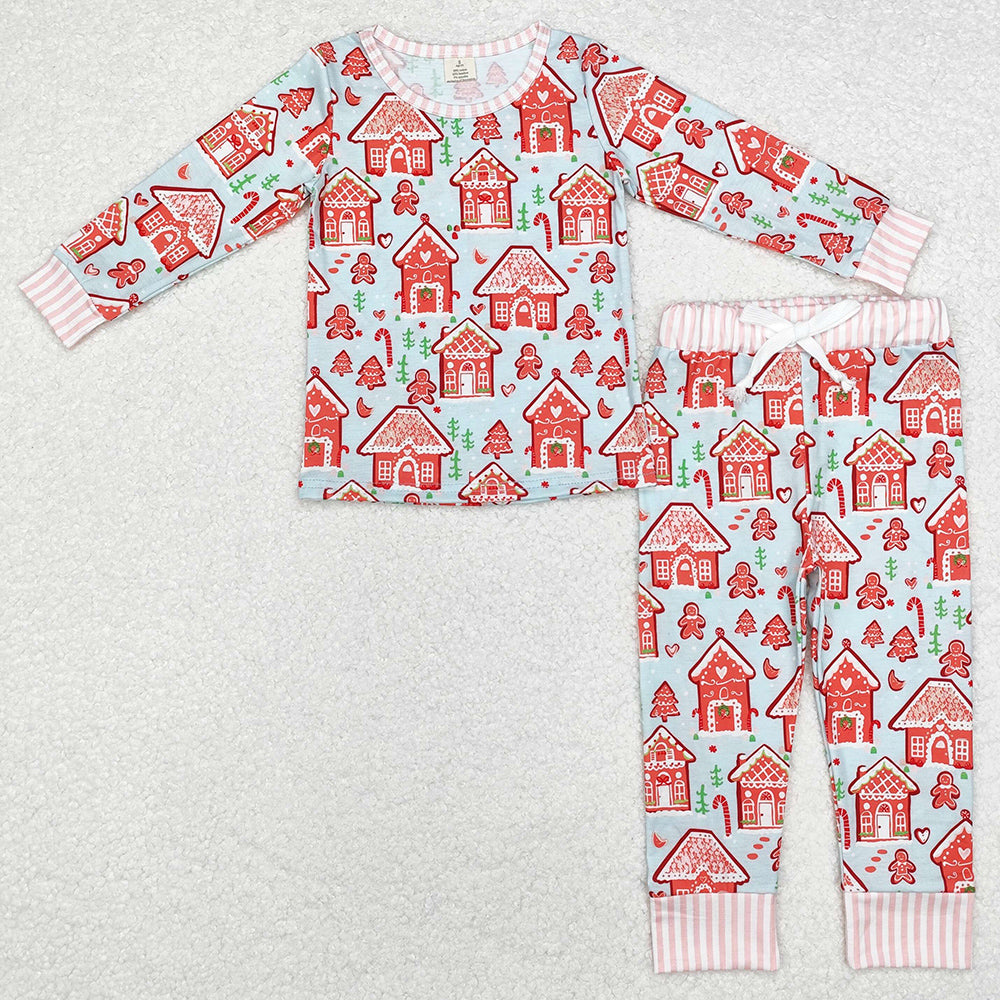 Baby Girls Pajamas Gingerbread Christmas Bamboo Pajamas Sets GLP1582