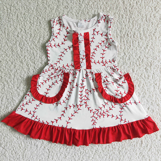 Baby Girl Summer Dress Sleeveless Baseball Cute Girls Dresses GSD0029 6.5