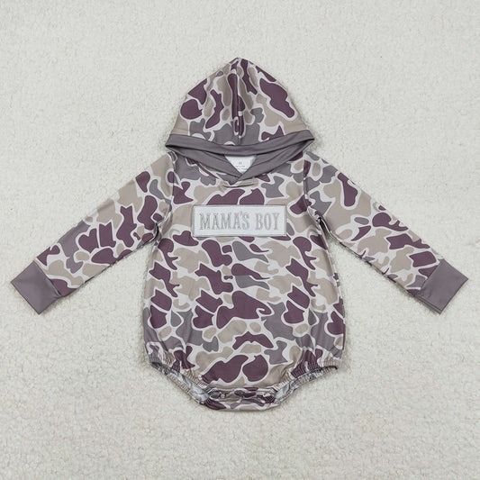 Baby Boys Rompers Embroidery Mama's Boy Grey Camo Hoodie Rompers LR2792 11.21