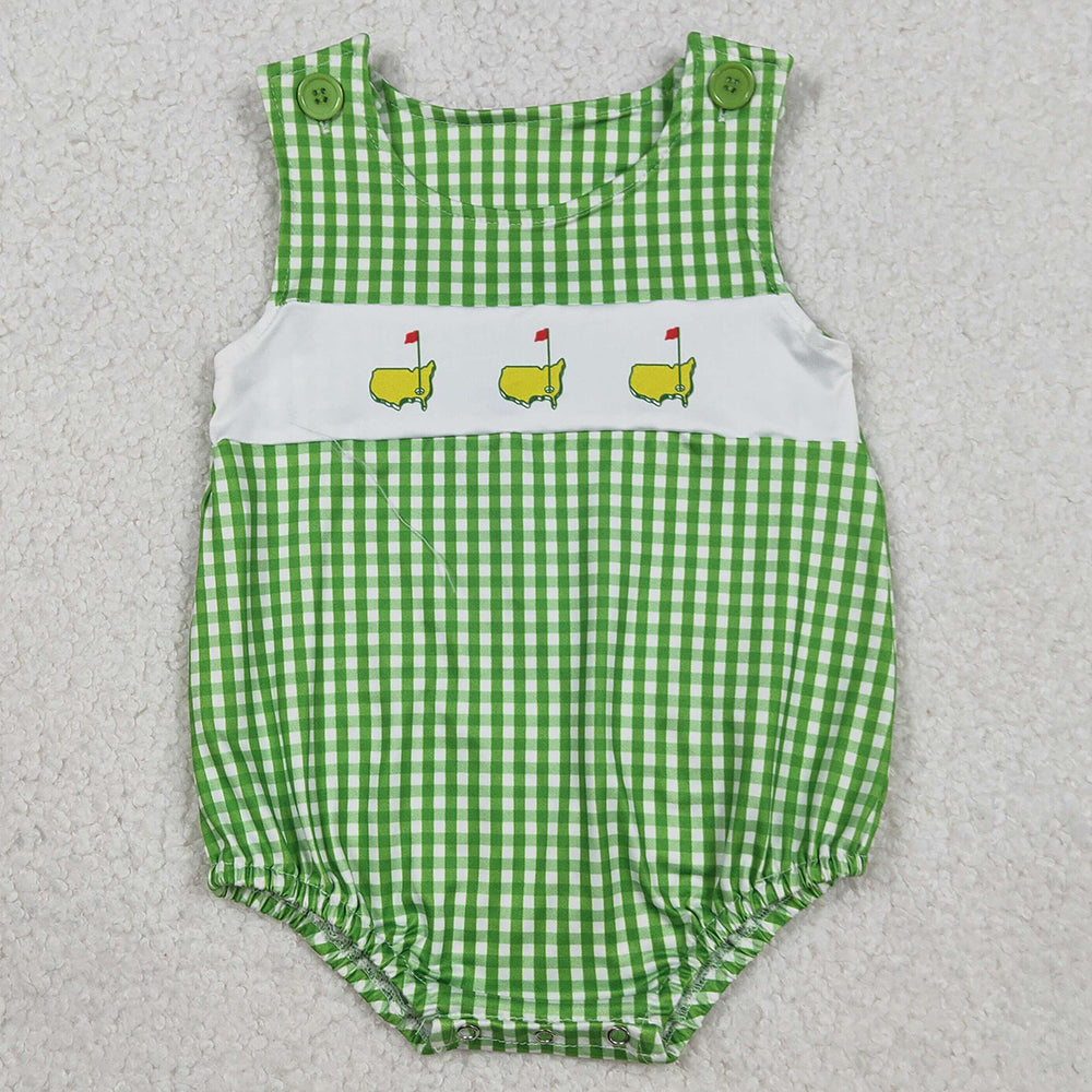 Baby Boys Rompers Green Checked Golf Flags Rompers SR3454 1.2