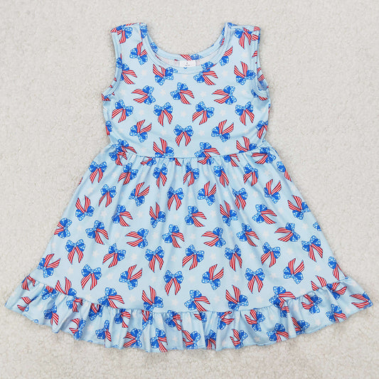 Baby Girls Dress 4th Of July Bows Sleeveless Knee Length Dresses GSD1965