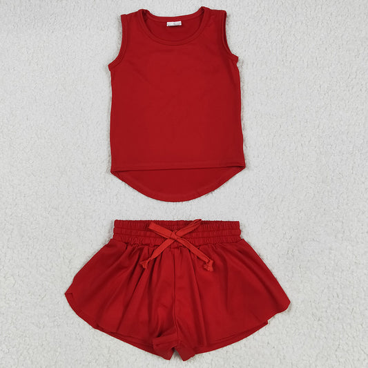 Baby Girls Clothes Red Sleeveless Top Skorts Yoga Active Wear Sets GSSO2499 5.22
