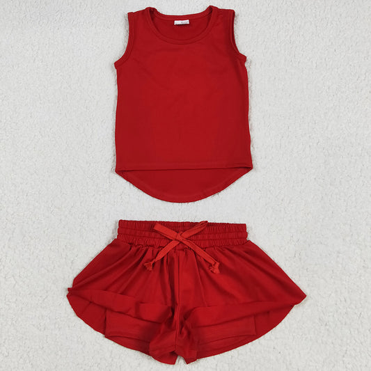 Baby Girls Clothes Red Sleeveless Top Skorts Yoga Active Wear Sets GSSO2499 5.22