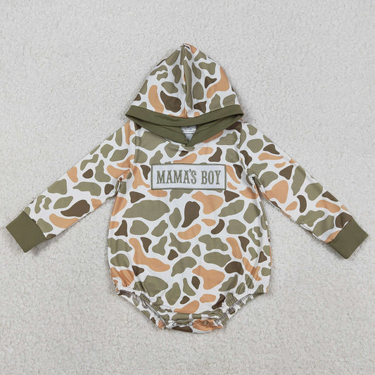 Baby Boys Rompers Embroidery Mama's Boy Orange Camo Hoodie Rompers LR2798 12.9
