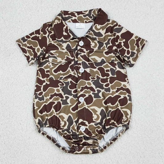 Baby Boys Rompers Southern Dark Khaki Camo Button Pockets Rompers SR3659 1.5