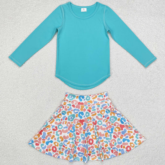 Baby Girls Clothes Boutique Corol Top Colorful Leopard Skirts Yoga Clothes Sets