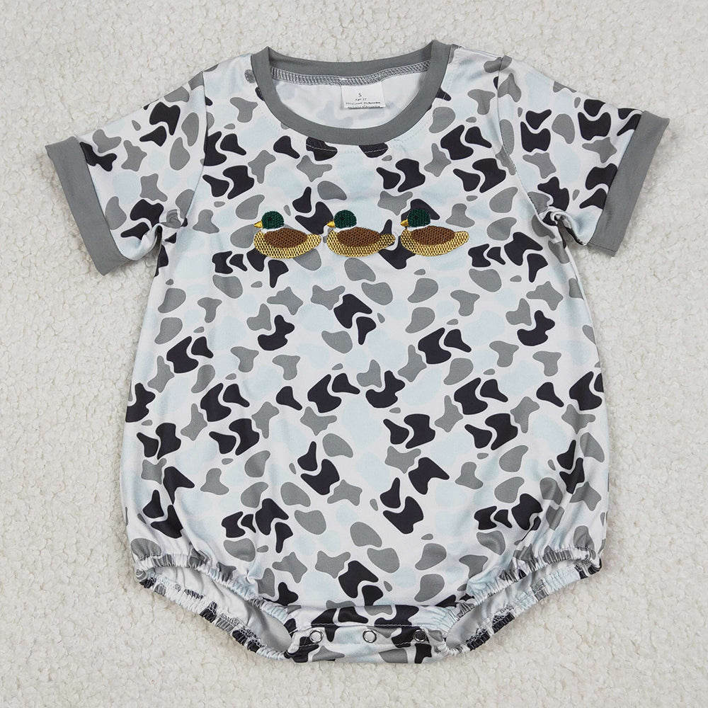 Baby Boys Rompers Embroidery Ducks Southern Grey Camo Hunting Rompers SR3571 1.5