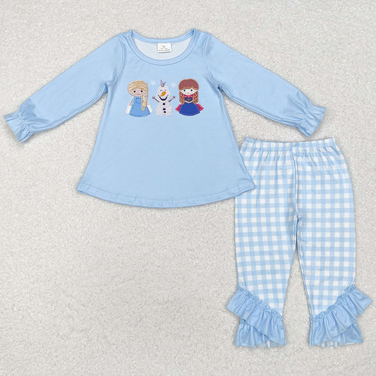 Baby Girls Clothes Blue Sister Tunic Top Pants Clothes Sets GLP1484