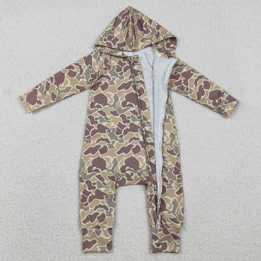Baby Boys Rompers Southern Khaki Camo Two Way Zip Convertible Hoodie Rompers LR2812 12.5
