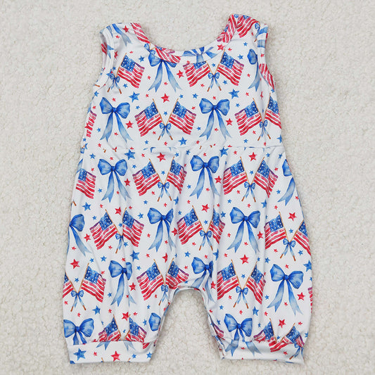 Baby Infant Girls Rompers 4th Of July Bows Flags Sleeveless Rompers SR2681 3.18